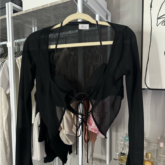 Black Oh Polly 2 piece long sleeve bra & top size xs - Picture 3 of 6